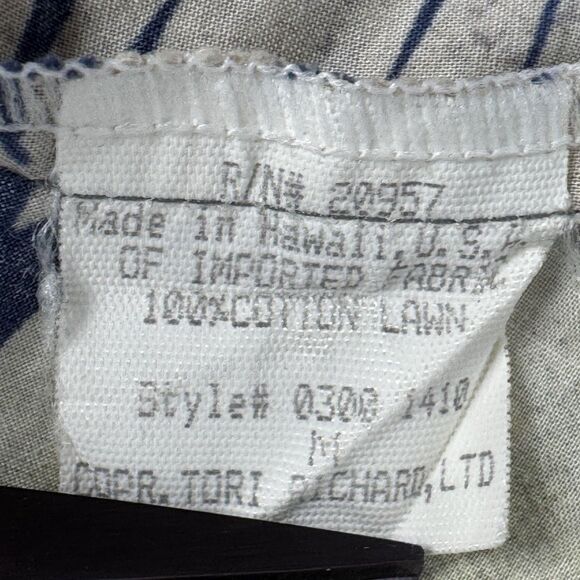 Tori Richard Shirt Mens Medium Blue Green Floral Hawaiian Cotton Button Up Aloha - Picture 10 of 10